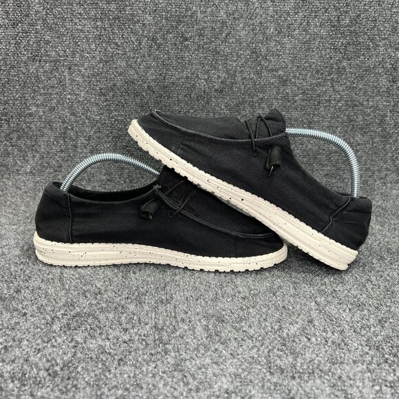 Hey Dude Wendy Shoes Women's Size 10 Black Canvas Slip On Comfort Loafer Sneaker - Picture 7 of 11